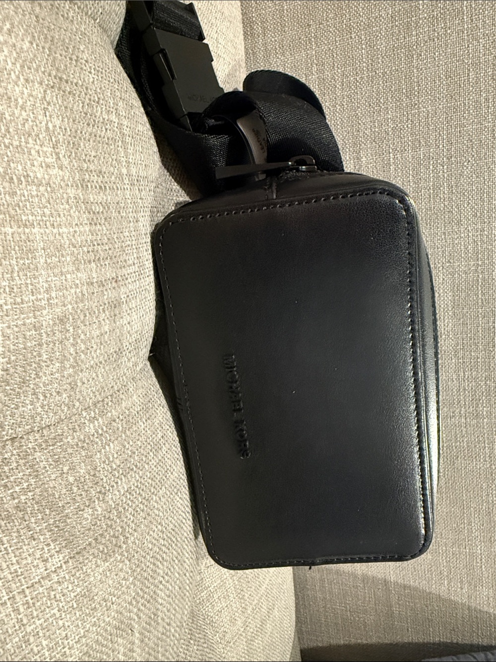 Michael Kors Black Leather Belt Bag with Adjustable Strap